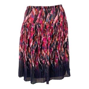 Lane Bryant Multicolor Knee Length Pleated Skirt Elastic Waist Size 14/16